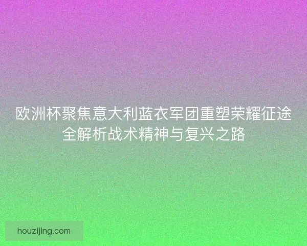 欧洲杯聚焦意大利蓝衣军团重塑荣耀征途全解析战术精神与复兴之路